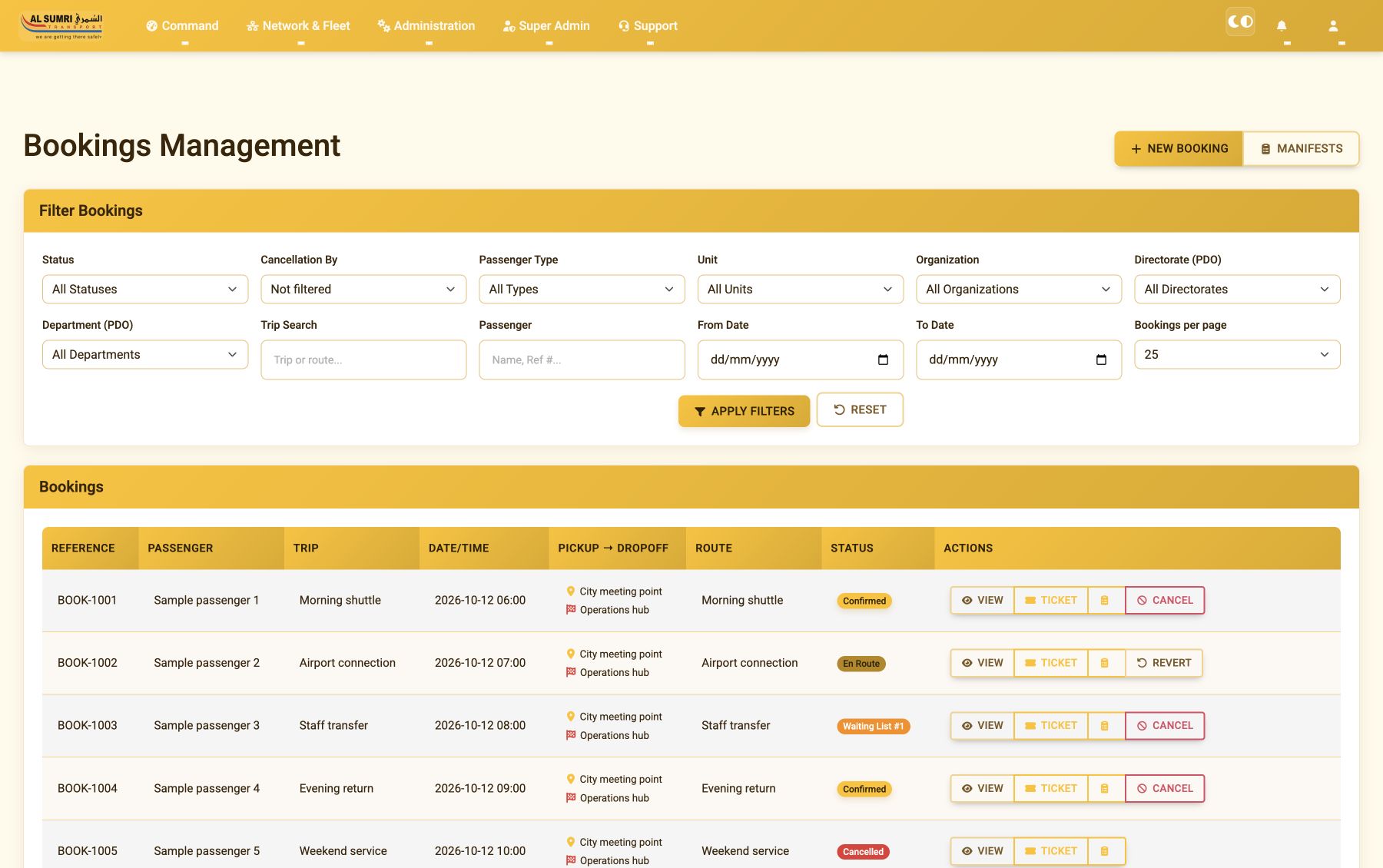 AlSumri Booking — Passenger bookings